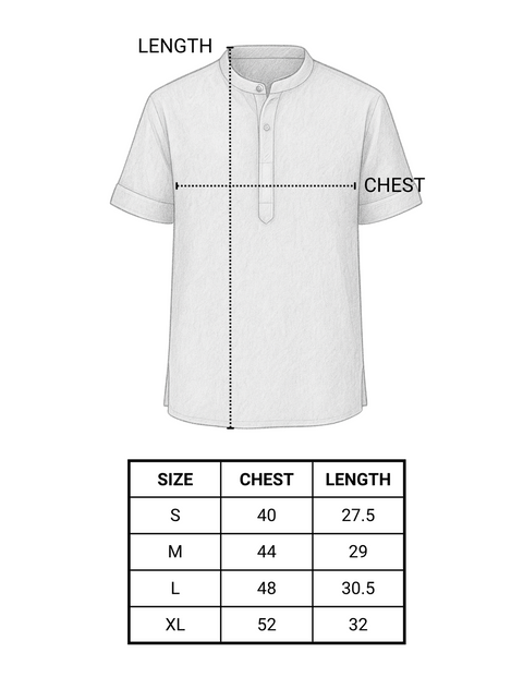 Measurement chart for a yoga shirt with size chart on a white background